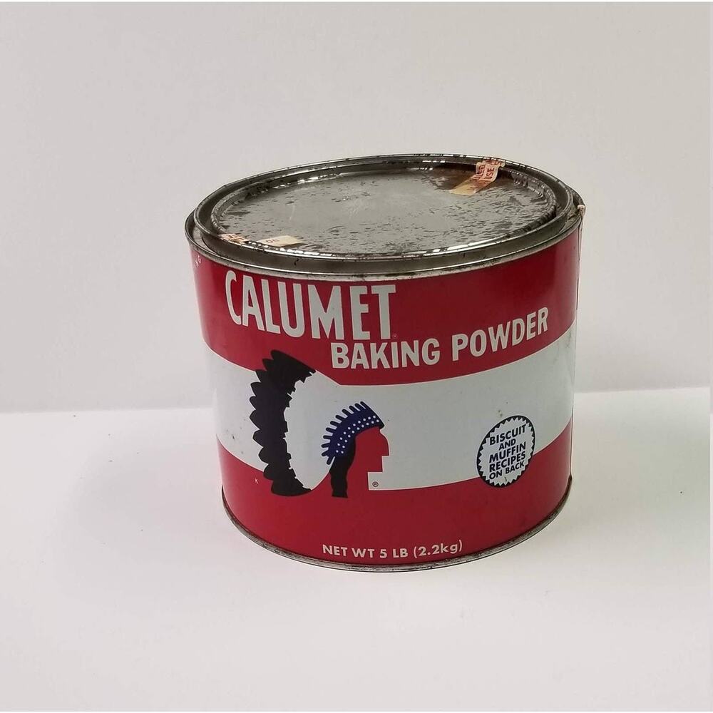 Vintage Calumet Tin Baking Powder Can 5 Lb Farmhouse Kitchen Primitive